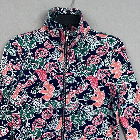 Fantastic Fawn Jacket Womens Small Navy Paisley Elephant AOP Active Boho Track - Picture 2 of 11
